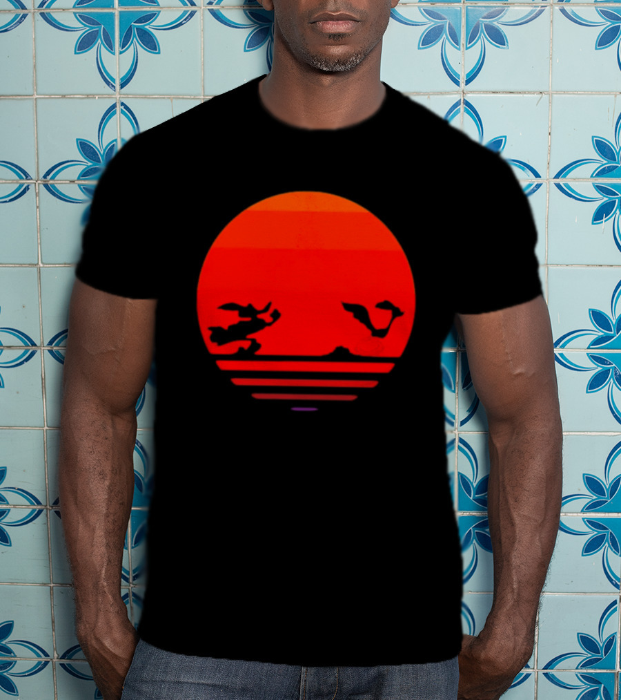 Wile E Coyote And Road Runner Sunset Chase T-Shirt