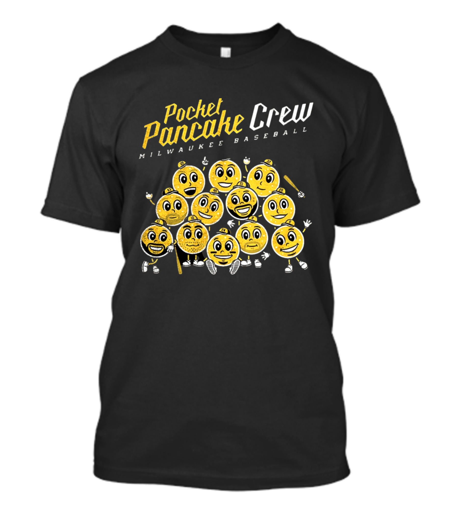 Pocket Pancake Crew Milwaukee Baseball Emoji Characters T-Shirt