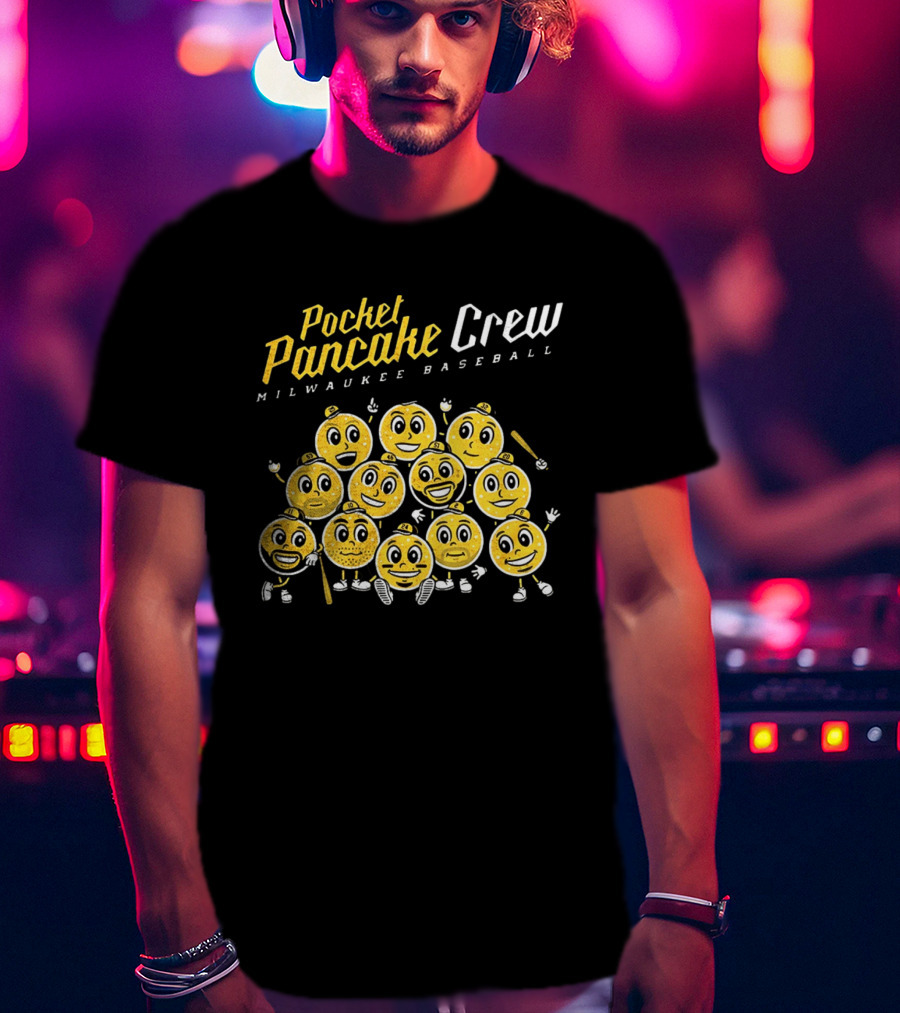 Pocket Pancake Crew Milwaukee Baseball Emoji Characters T-Shirt