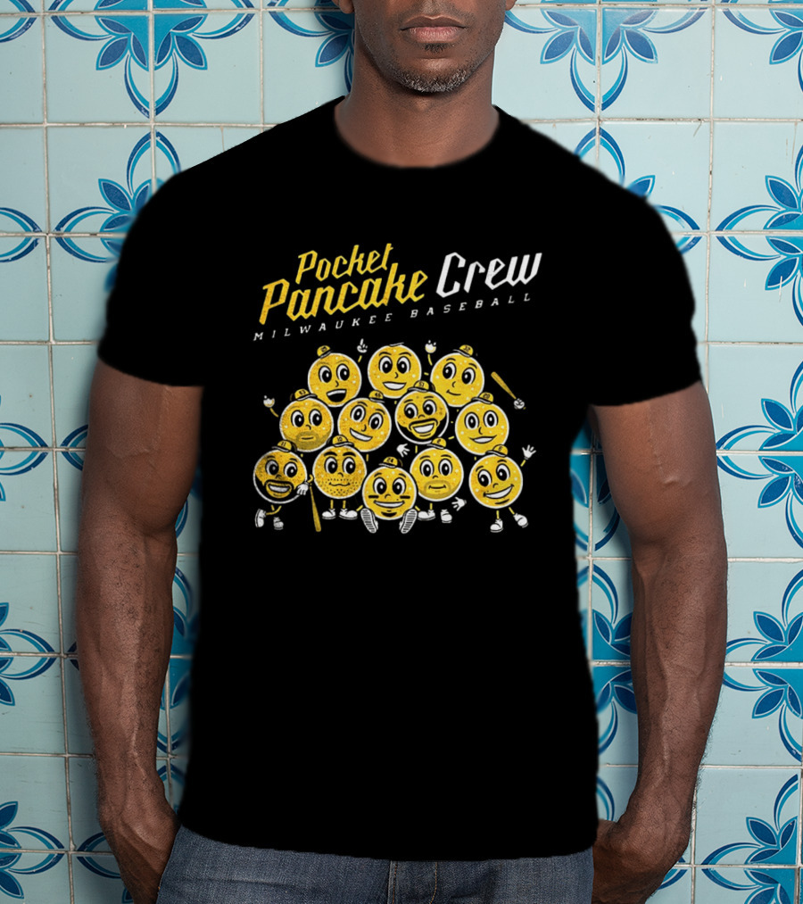 Pocket Pancake Crew Milwaukee Baseball Emoji Characters T-Shirt