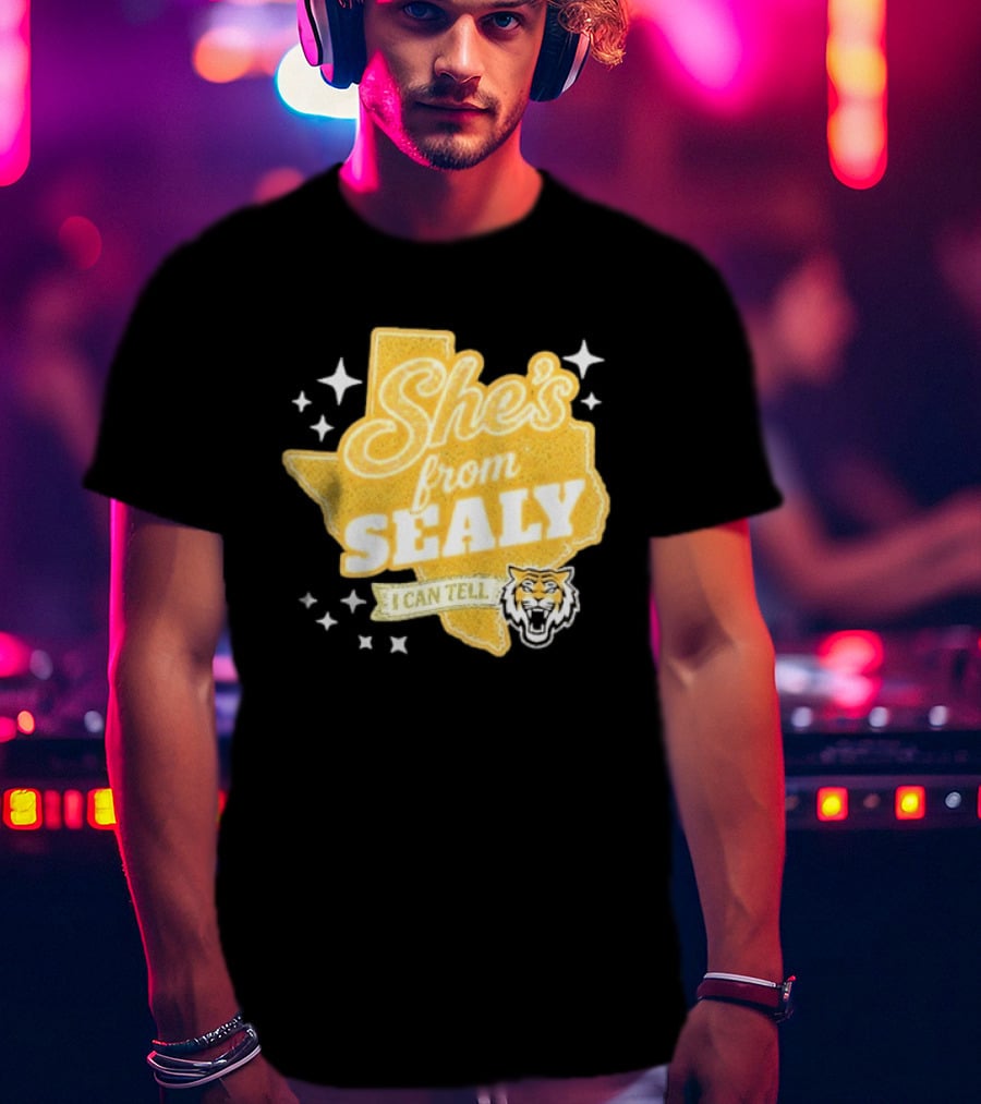 She's From Sealy Texas I Can Tell With Tiger Emblem And Stars T-Shirt