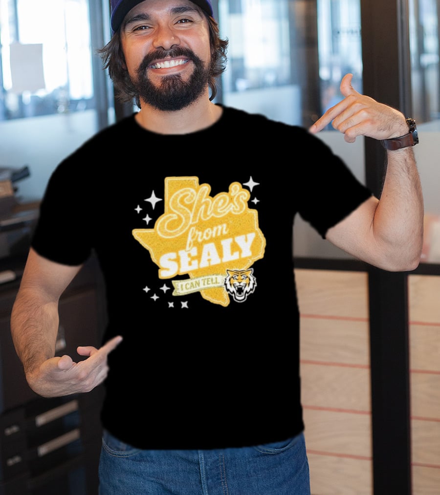 She's From Sealy Texas I Can Tell With Tiger Emblem And Stars T-Shirt