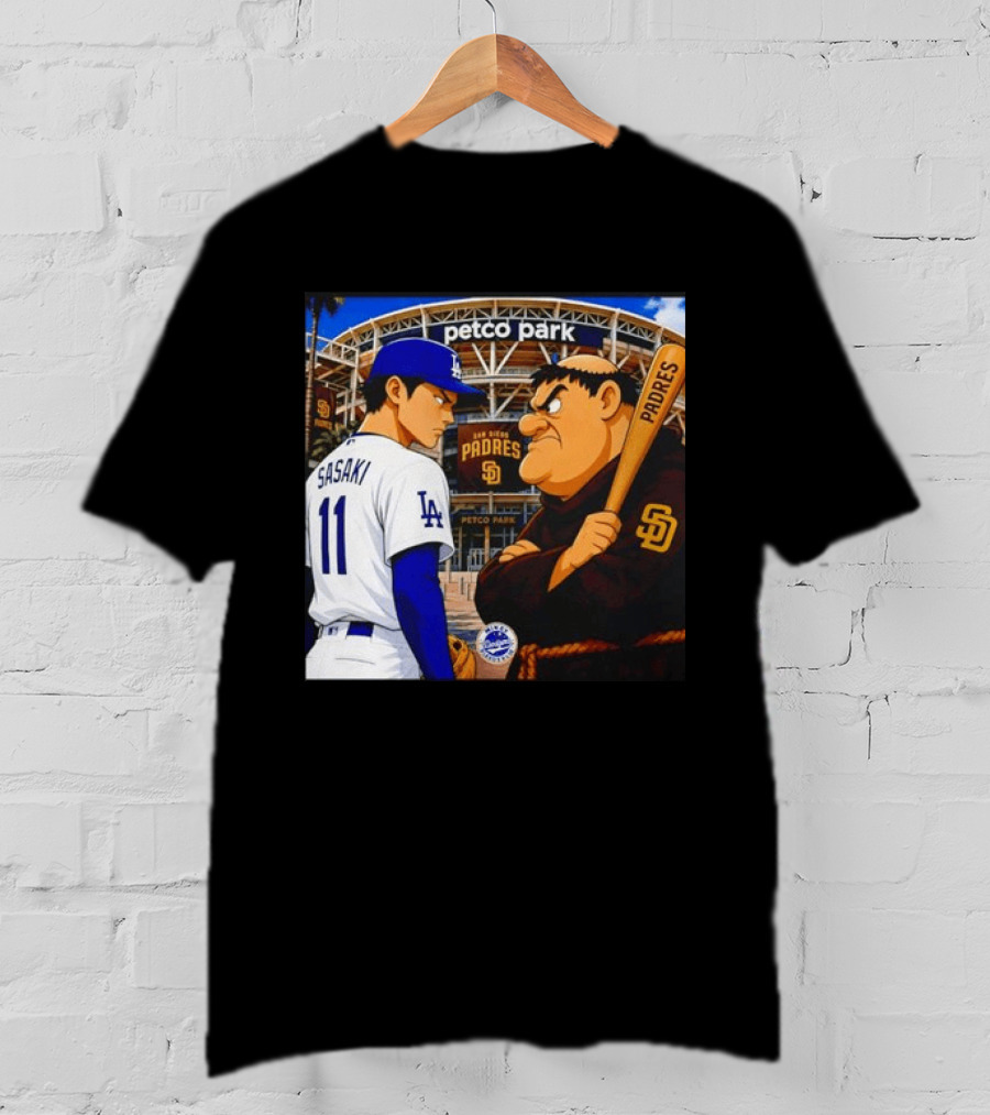 Petco Park Los Angeles Dodgers Sasaki San Diego Padres Anime Style Showdown T-Shirt