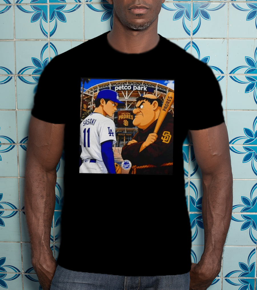 Petco Park Los Angeles Dodgers Sasaki San Diego Padres Anime Style Showdown T-Shirt