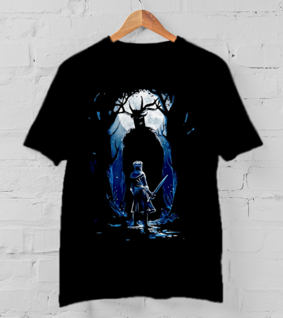 Black Knight Versus Leshen Encounter Fantasy Witcher Gaming Folklore T-Shirt