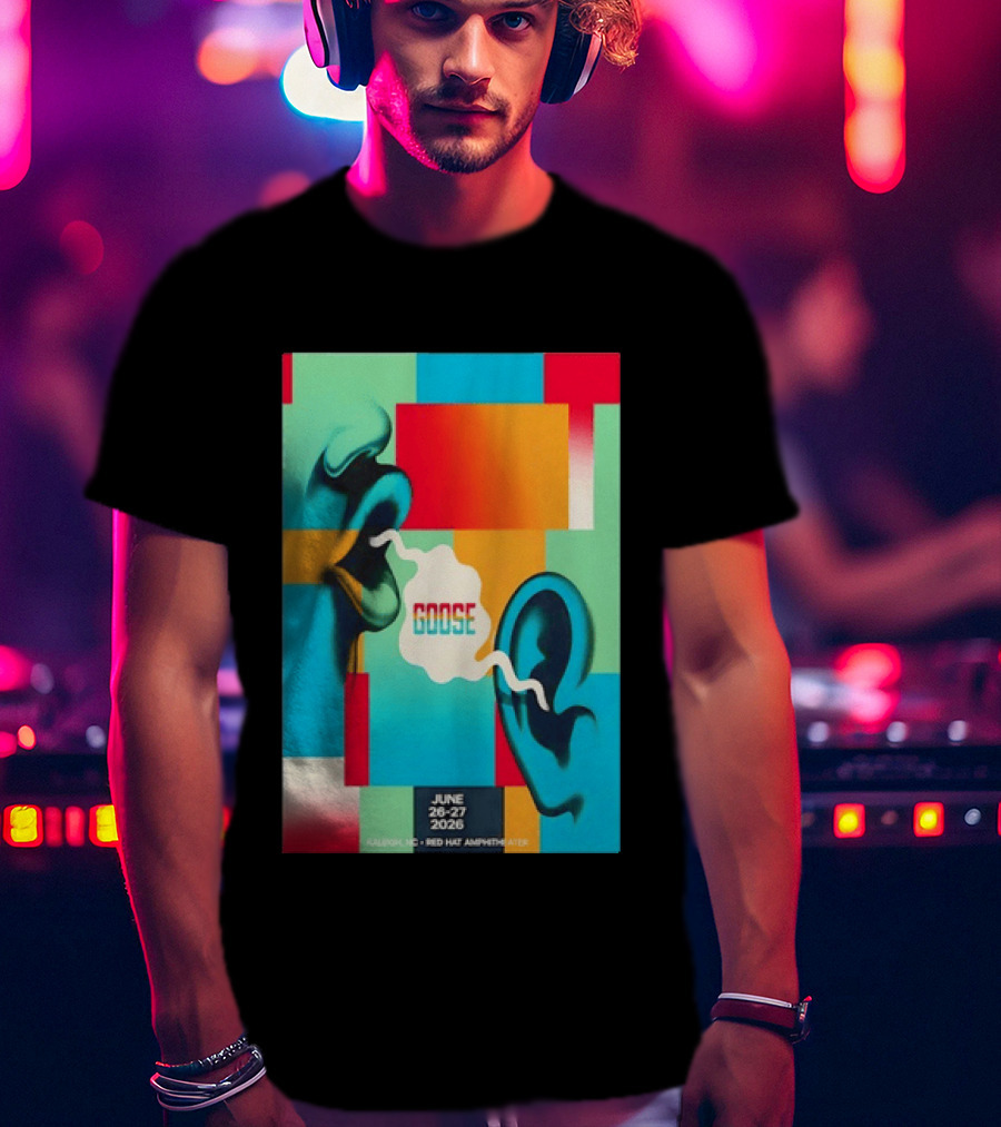 Goose Red Hat Amphitheater Raleigh NC June 26 27 2026 Vibrant Pop T-Shirt