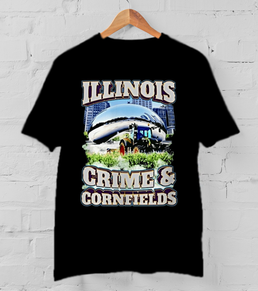 Illinois Crime And Cornfields Chicago Bean Tractor Scene T-Shirt