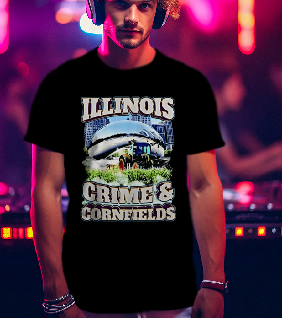 Illinois Crime And Cornfields Chicago Bean Tractor Scene T-Shirt