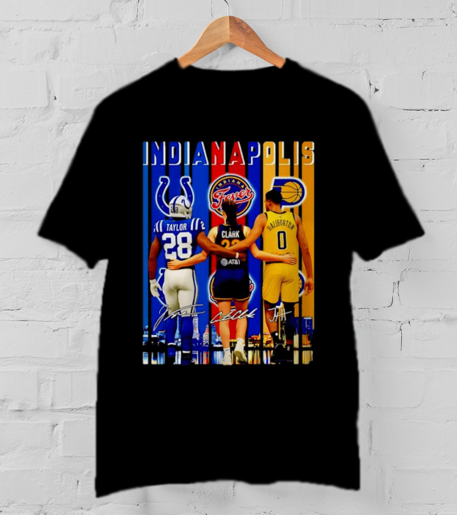 Indianapolis Colts Fever Pacers Jonathan Taylor Caitlin Clark Tyrese Haliburton T-Shirt