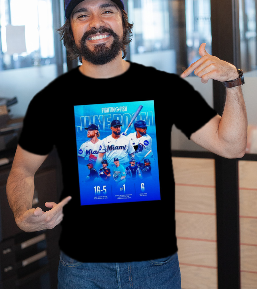 Fighting Fish Miami June Boom Sandy Alcantara Franchise Record T-Shirt