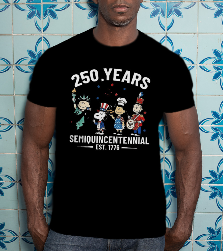 250 Years Semiquincentennial Est. 1776 Peanuts Characters Celebration T-Shirt