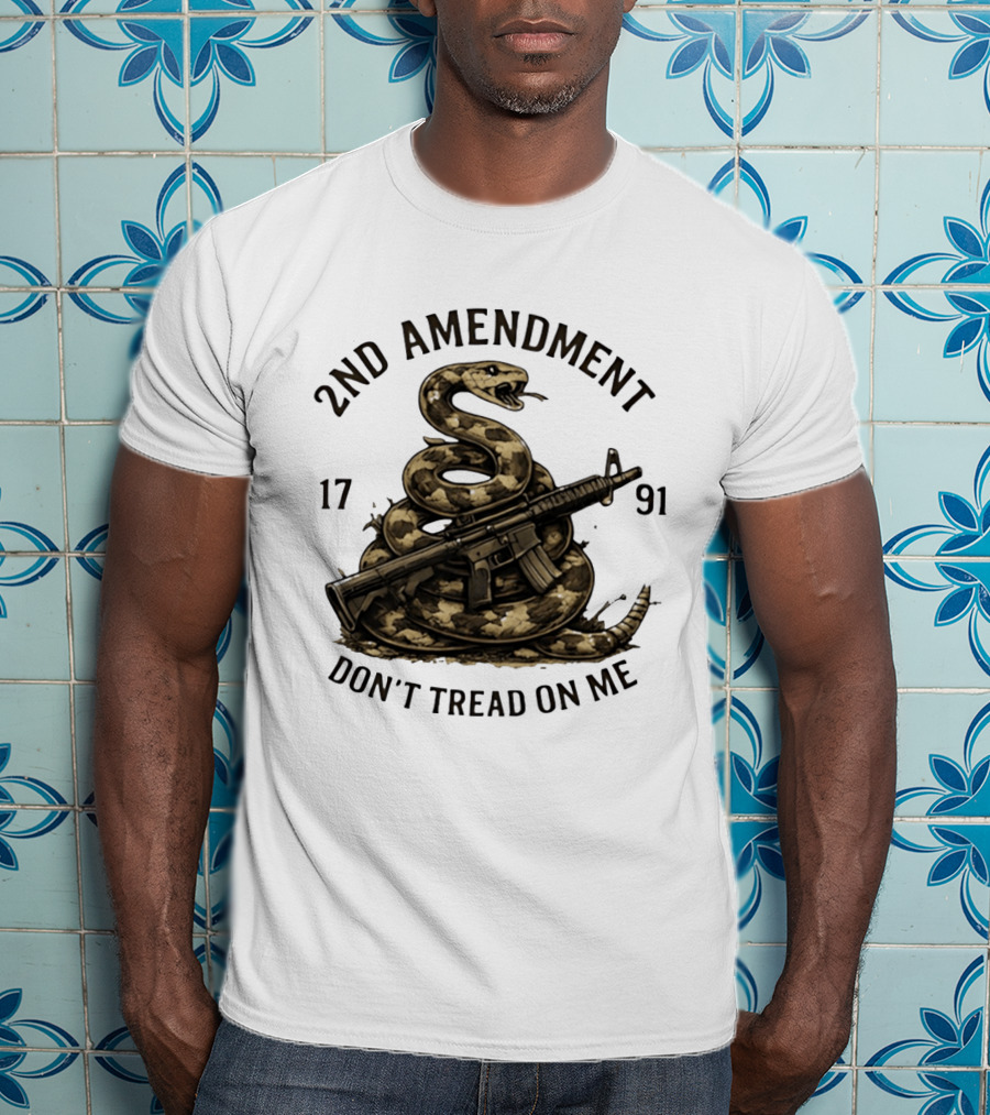 2nd Amendment 1791 Coiled Snake With Rifle Don't Tread On Me T-Shirt