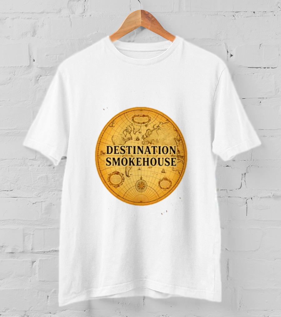 Destination Smokehouse No Teeth For This Meat Vintage Map T-Shirt
