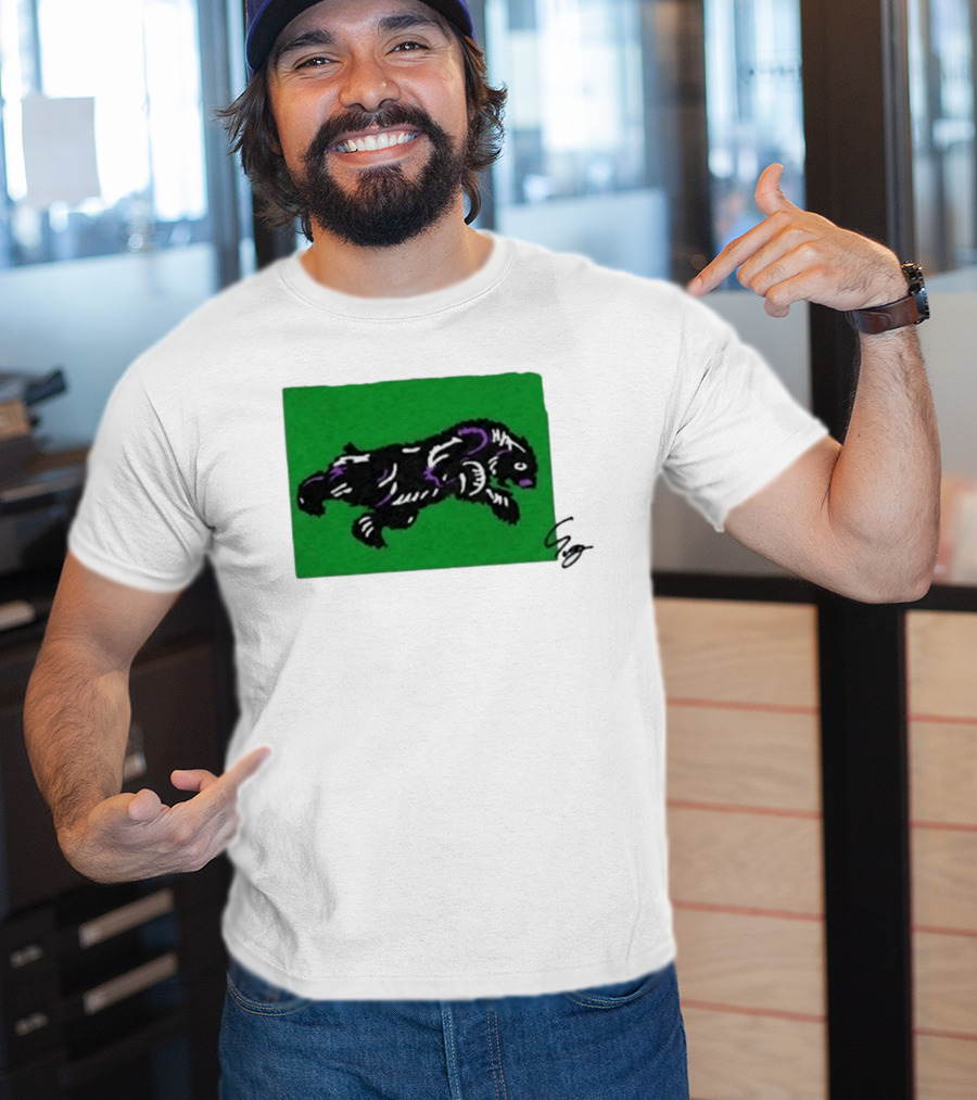 Mako Komuro 2026 Black And Purple Bear On Green T-Shirt