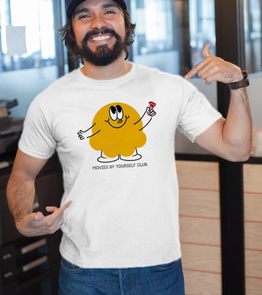 Movies By Yourself Club Yellow Blob Holding A Red Candy T-Shirt