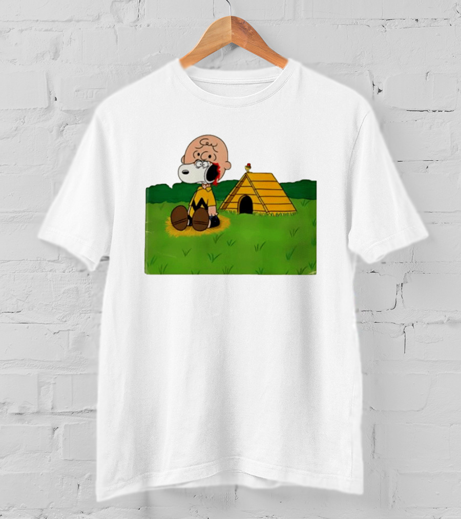 Snoopy Charlie Brown Midsommar Crossover Scene With Doghouse And Woodstock T-Shirt