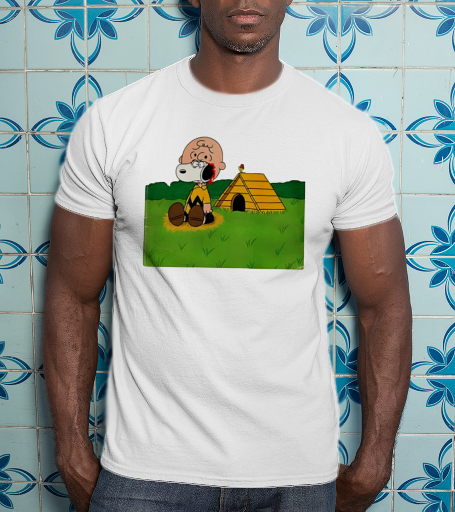 Snoopy Charlie Brown Midsommar Crossover Scene With Doghouse And Woodstock T-Shirt