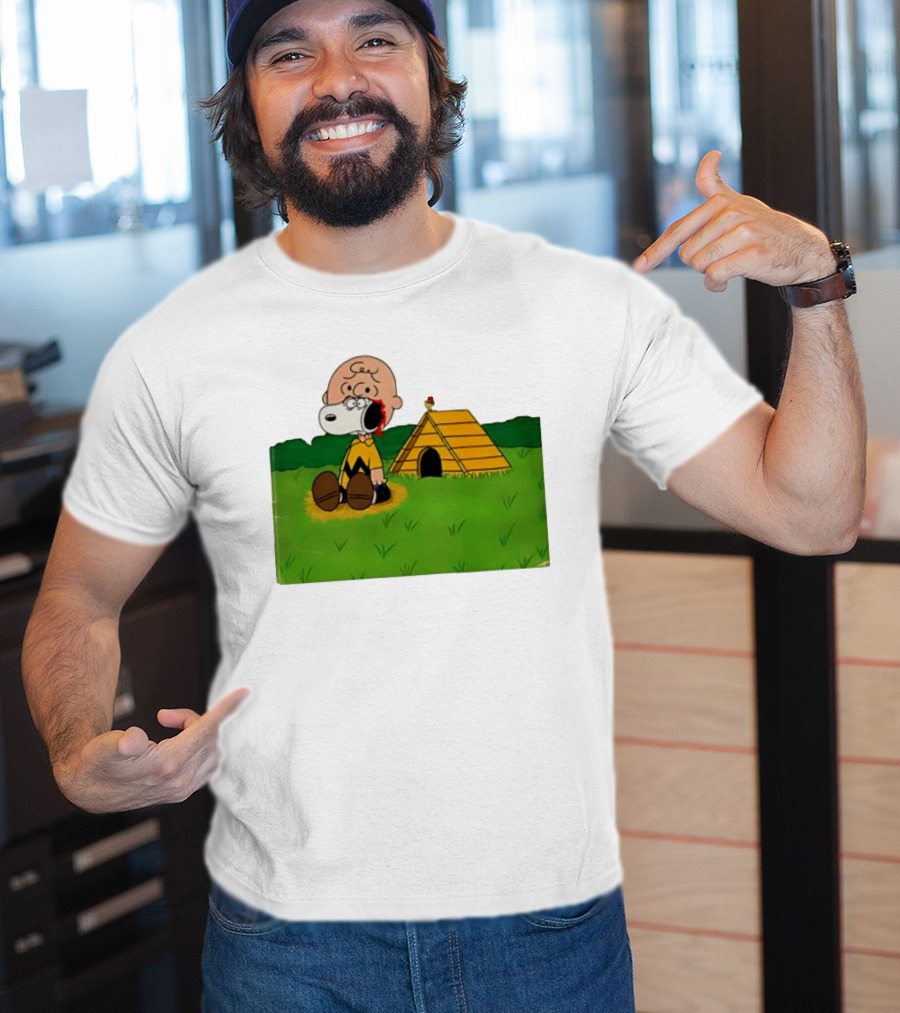 Snoopy Charlie Brown Midsommar Crossover Scene With Doghouse And Woodstock T-Shirt