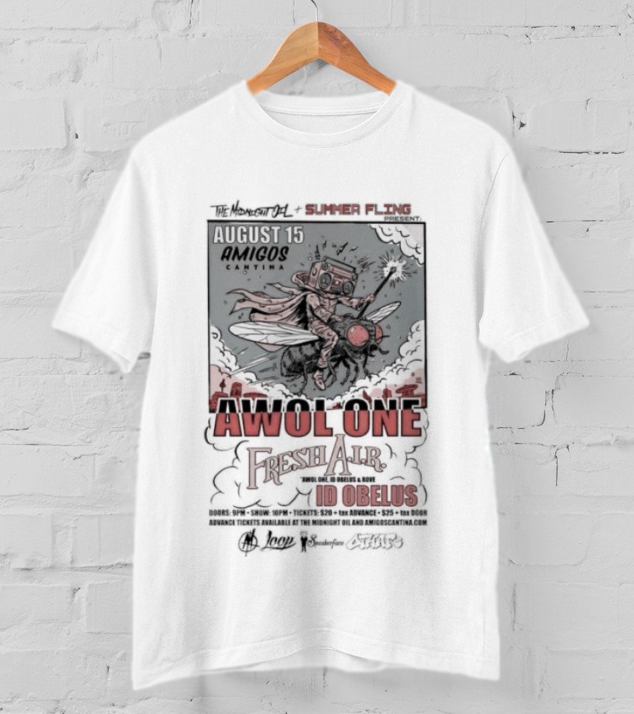 Awol One Fresh Air Id Obelus Amigos Cantina August 15 Concert Event T-Shirt