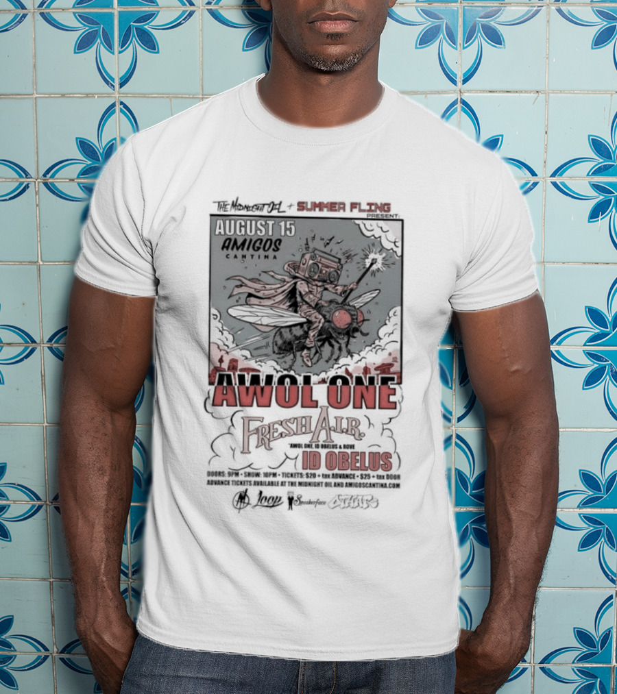 Awol One Fresh Air Id Obelus Amigos Cantina August 15 Concert Event T-Shirt