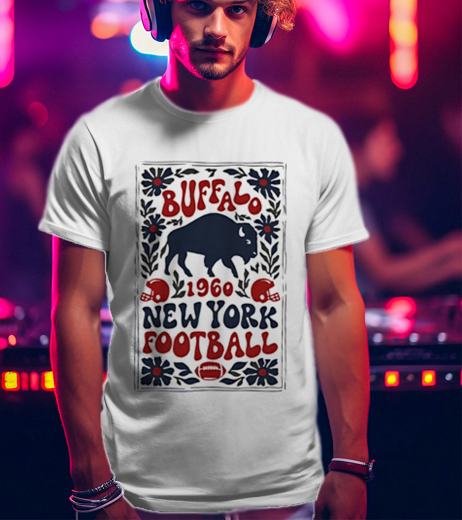 Buffalo Bills 1960 New York Football Vintage Style With Helmet And Buffalo T-Shirt
