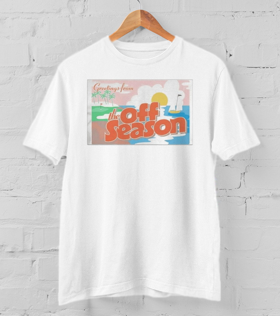 Greetings From The Off Season Beach Sunset Golf Scene T-Shirt