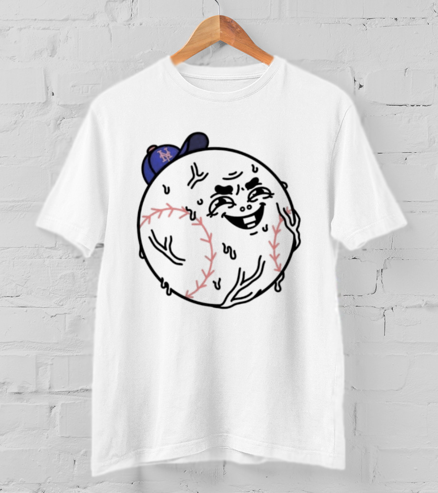 Mr Met New York Mets Baseball Sweat Drip Face MLB T-Shirt