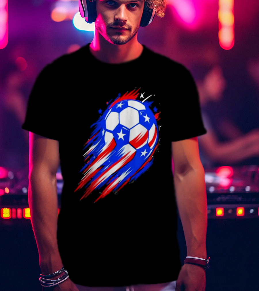 USA Cup 2026 Soccer Ball Stars And Stripes Brush Stroke T-Shirt