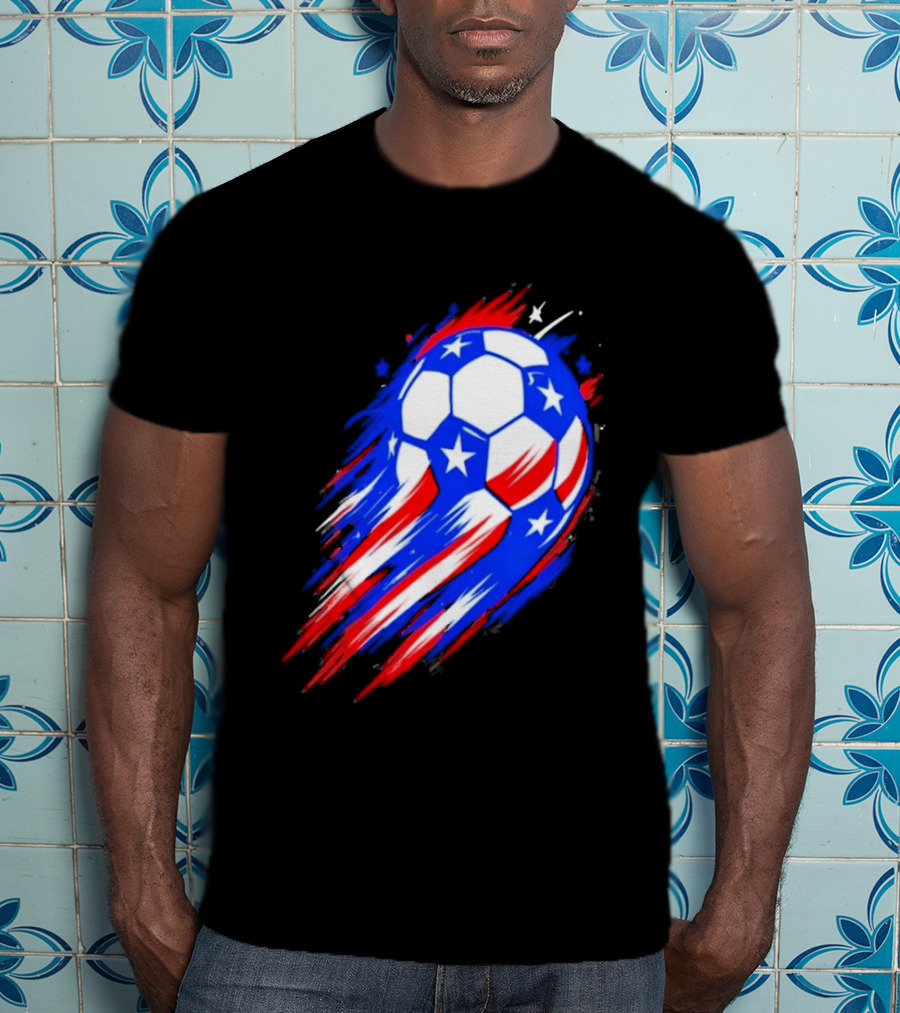 USA Cup 2026 Soccer Ball Stars And Stripes Brush Stroke T-Shirt