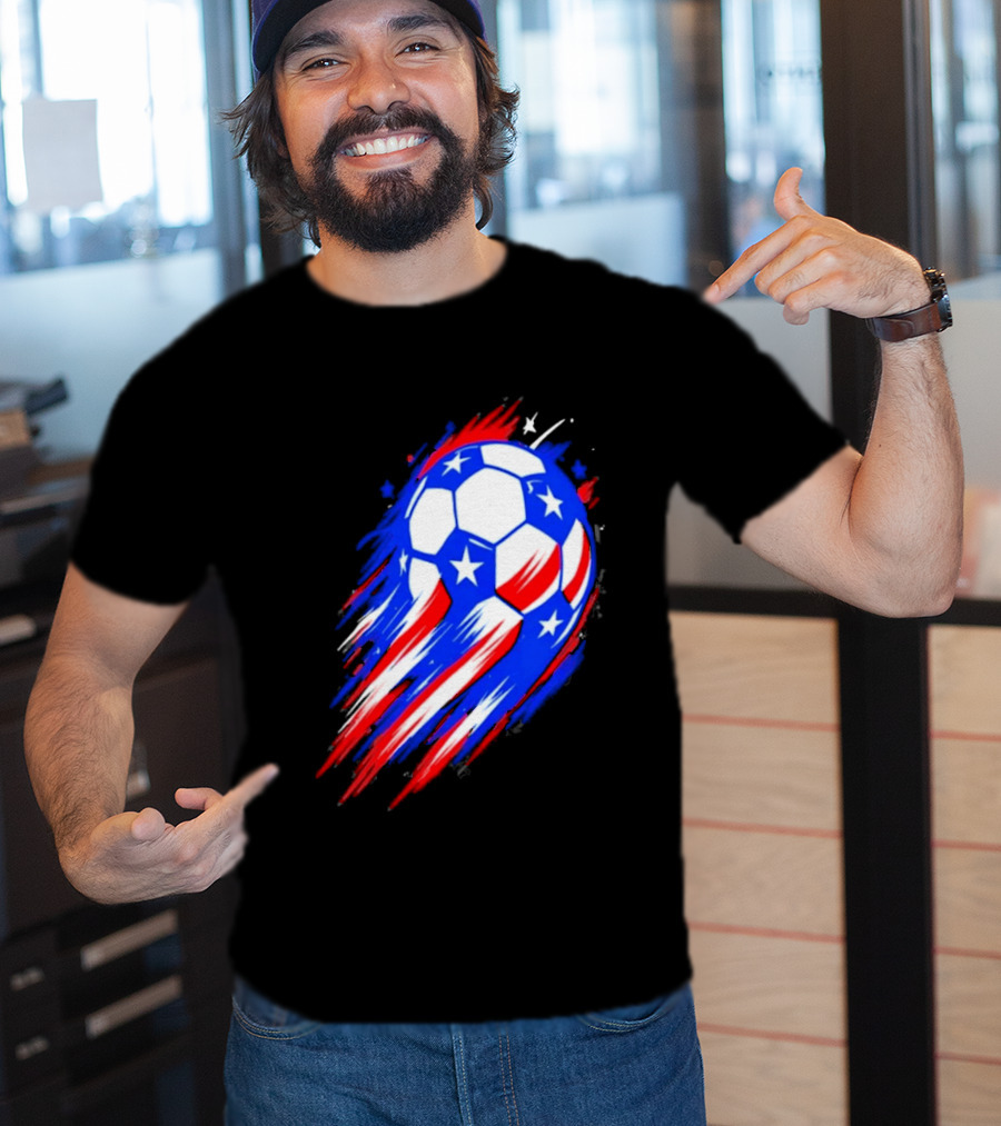 USA Cup 2026 Soccer Ball Stars And Stripes Brush Stroke T-Shirt