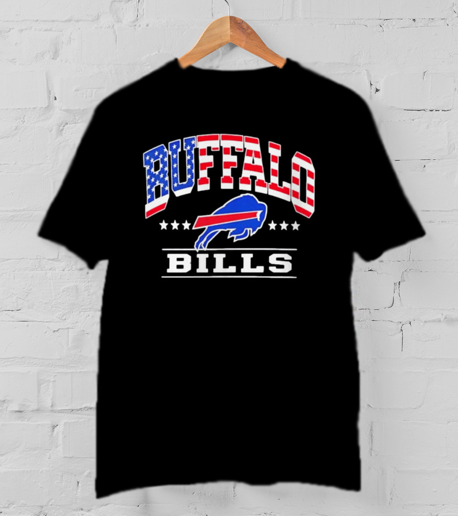 Buffalo Bills Stars And Stripes USA Flag Football Team T-Shirt