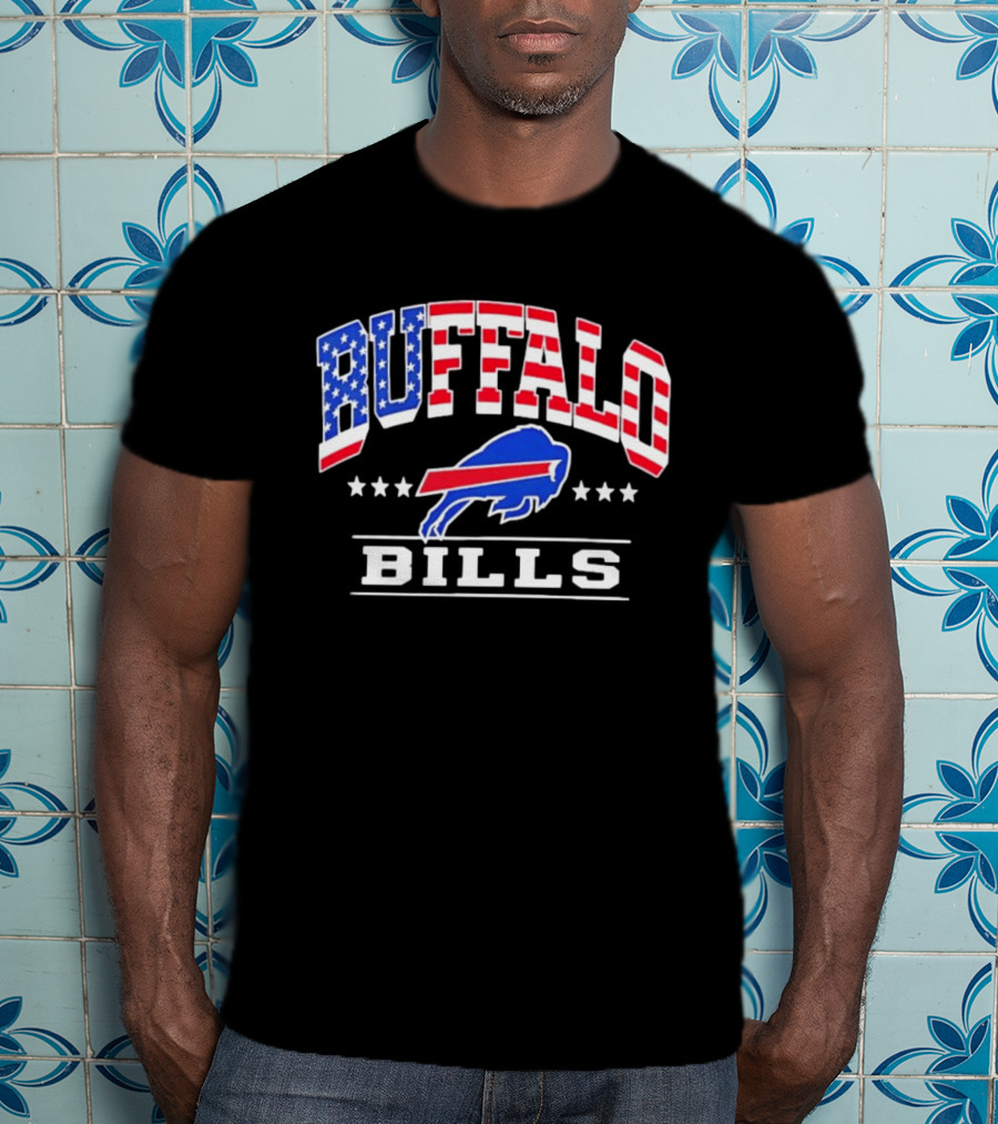 Buffalo Bills Stars And Stripes USA Flag Football Team T-Shirt
