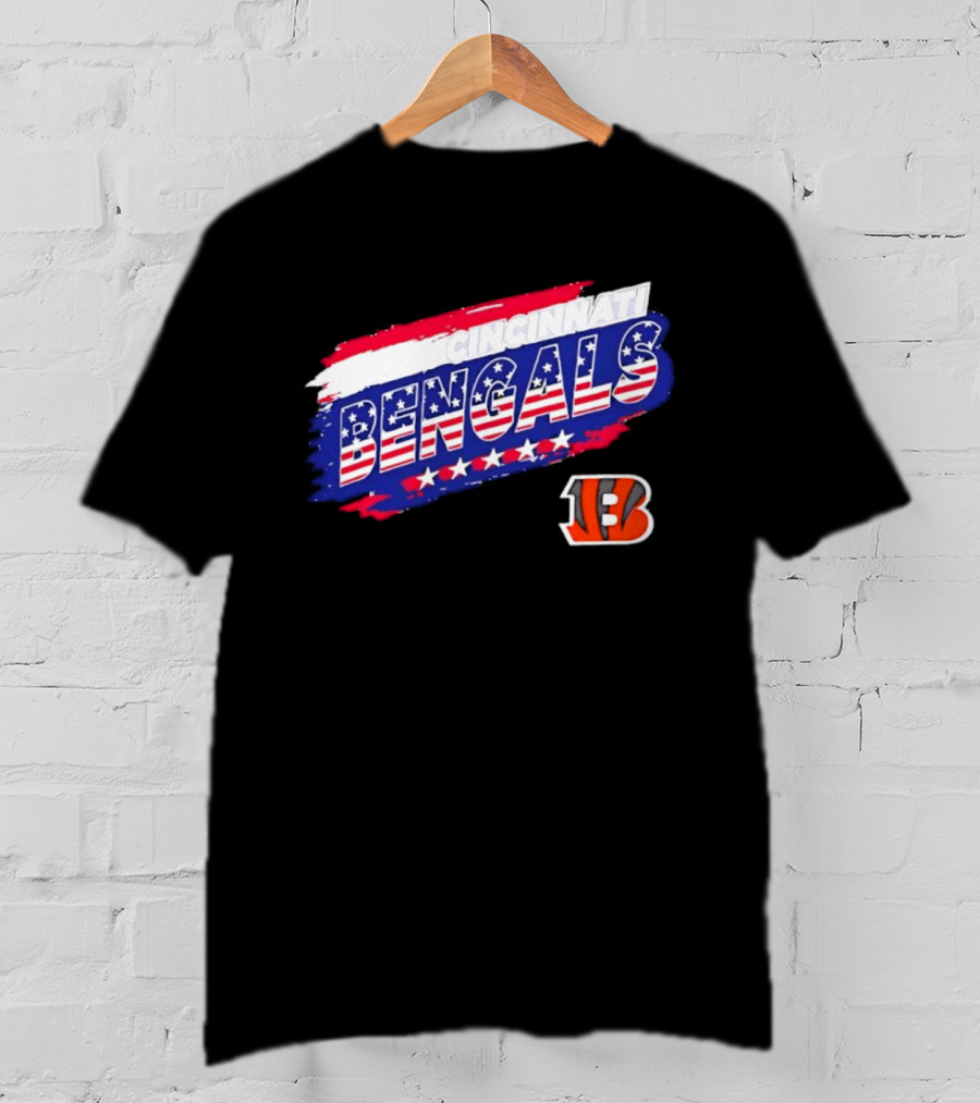 Cincinnati Bengals Stars And Stripes American Flag NFL Team Fan Gear T-Shirt