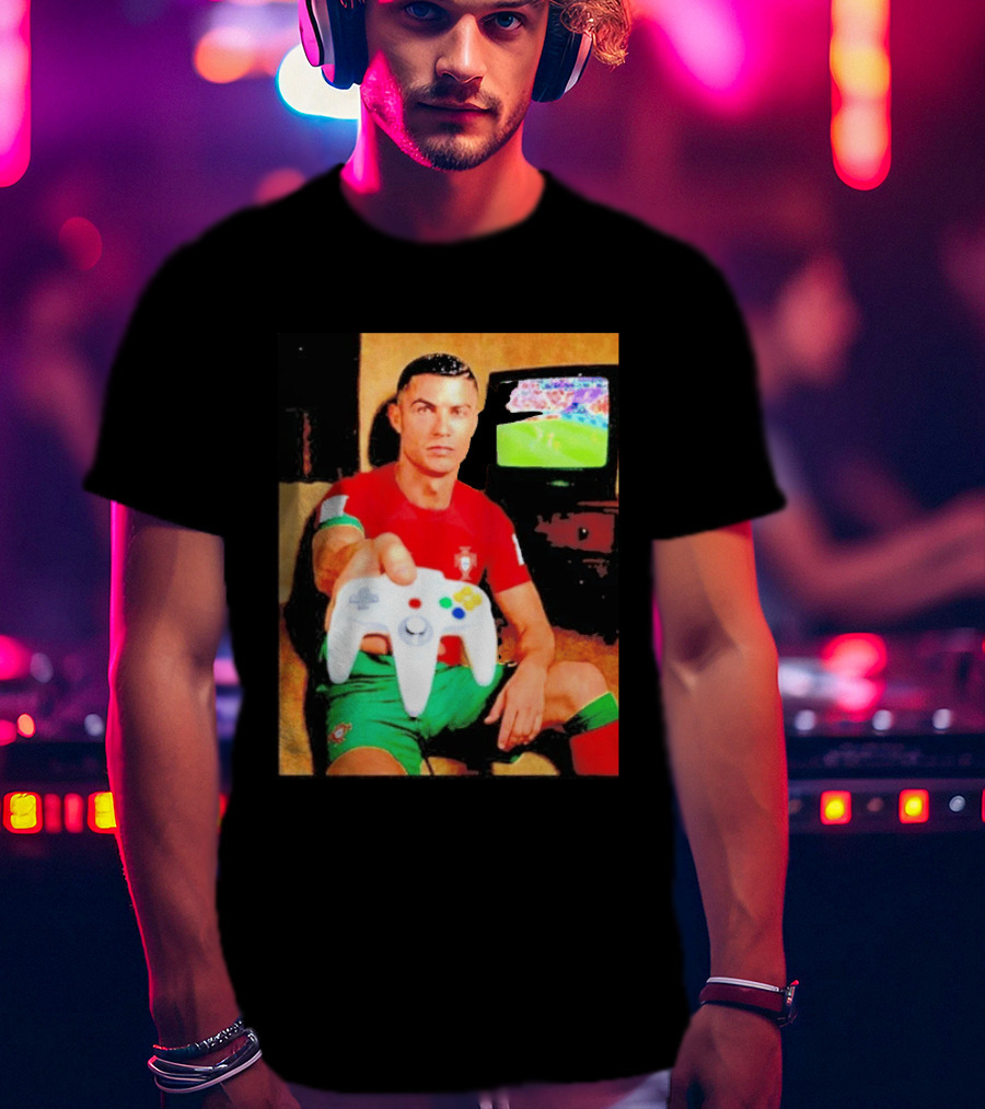 Cristiano Ronaldo Portugal National Team Soccer Gaming Controller Retro Gamer T-Shirt