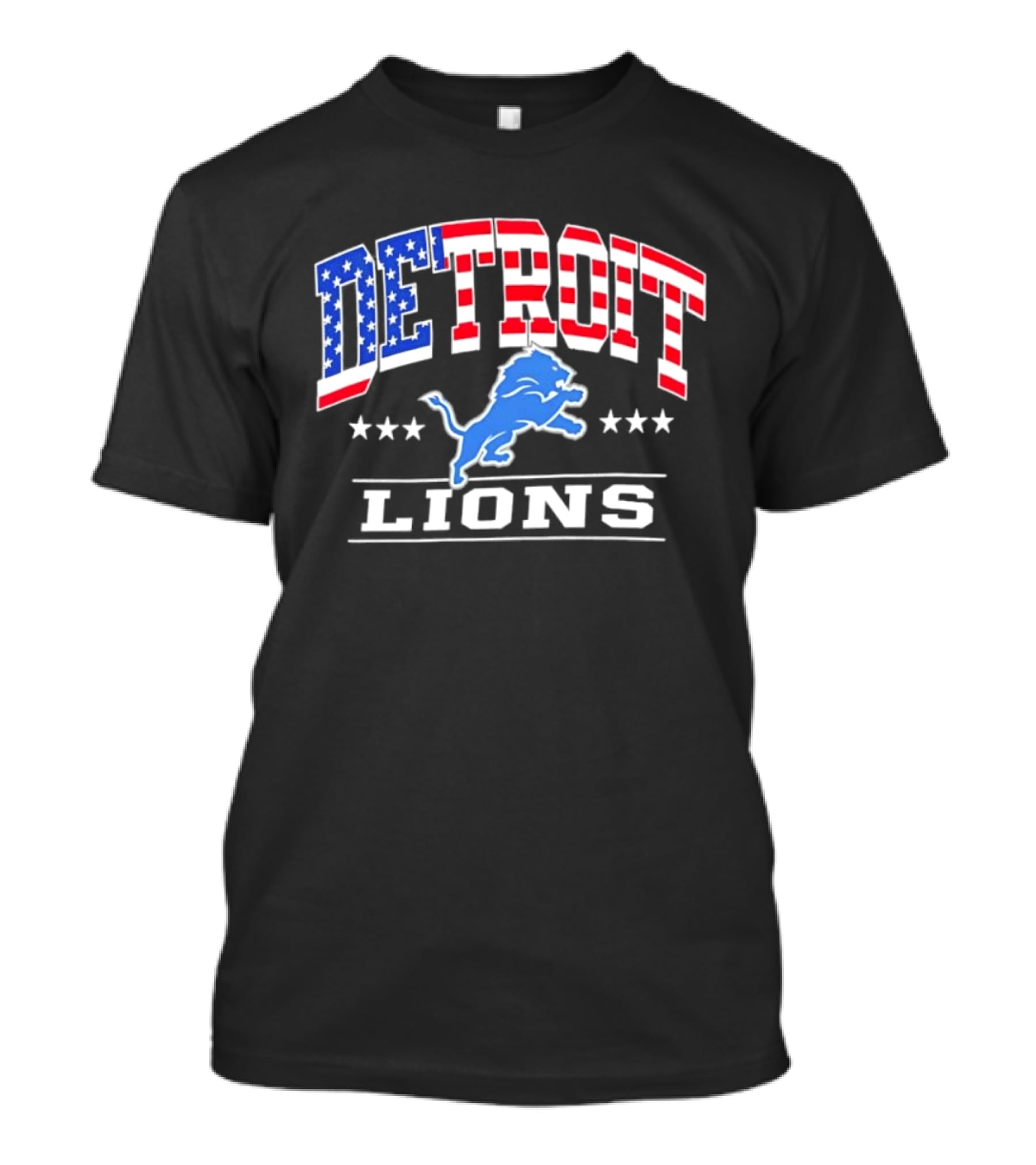 Detroit Lions Americana Patriotic Flag Stars And Stripes T-Shirt