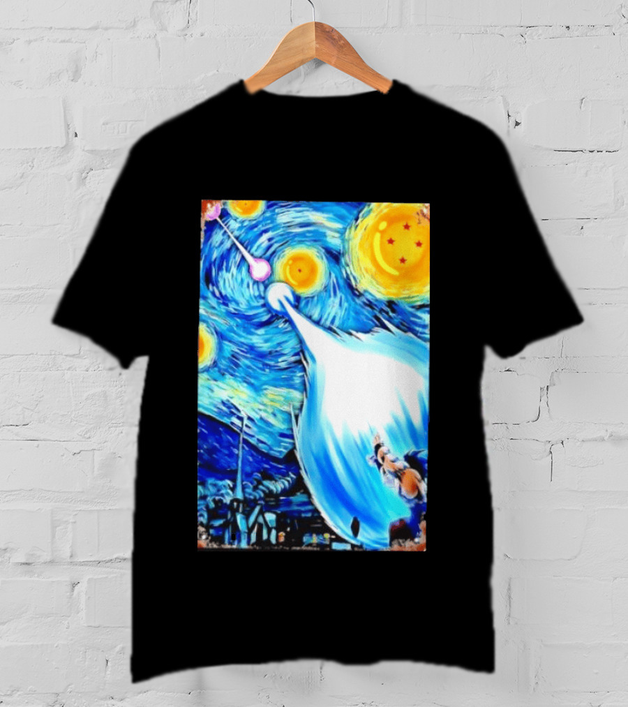 Goku Dragon Ball Z Kamehameha Wave Van Gogh Starry Night Fusion T-Shirt