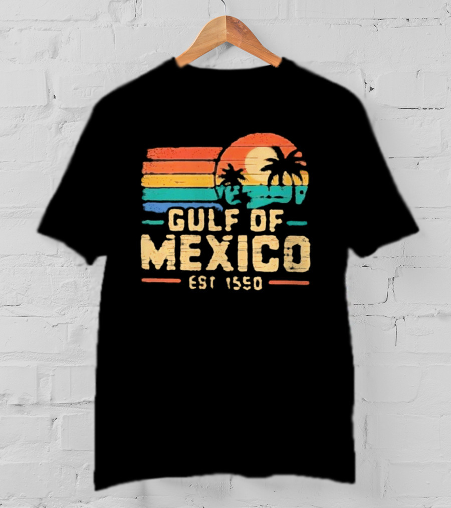 Gulf Of Mexico Est 1550 Retro Sunset Palm Trees Ocean T-Shirt