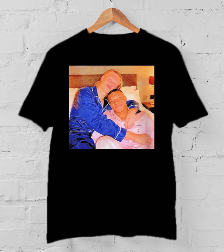 Kylian Mbappé Erling Haaland Pajama Party Soccer Stars Relaxing Together T-Shirt
