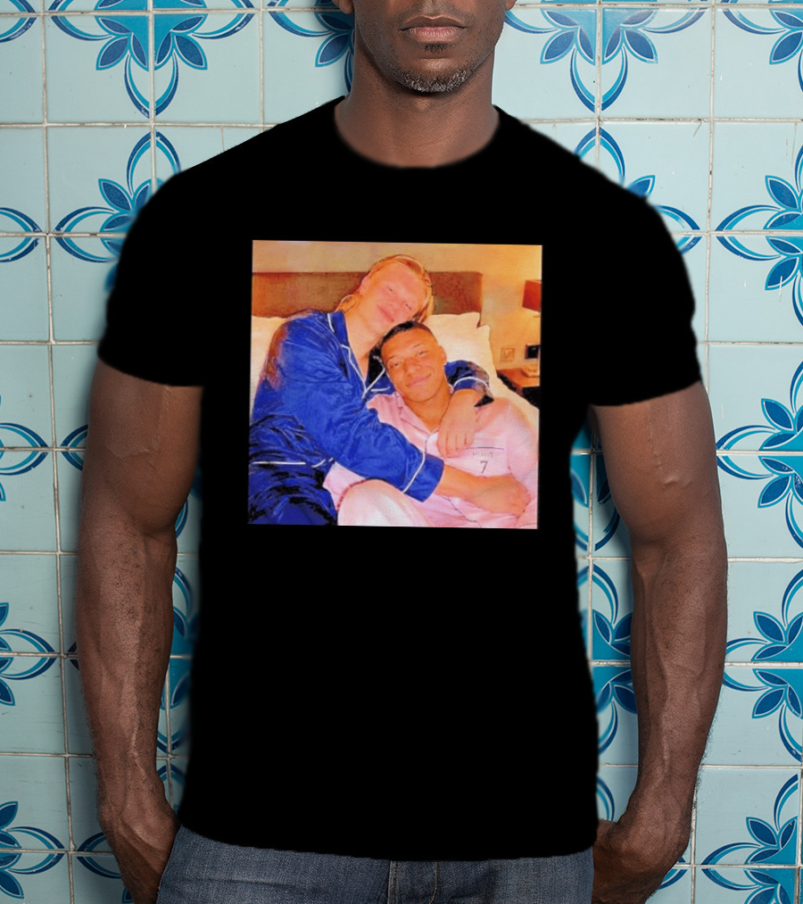 Kylian Mbappé Erling Haaland Pajama Party Soccer Stars Relaxing Together T-Shirt