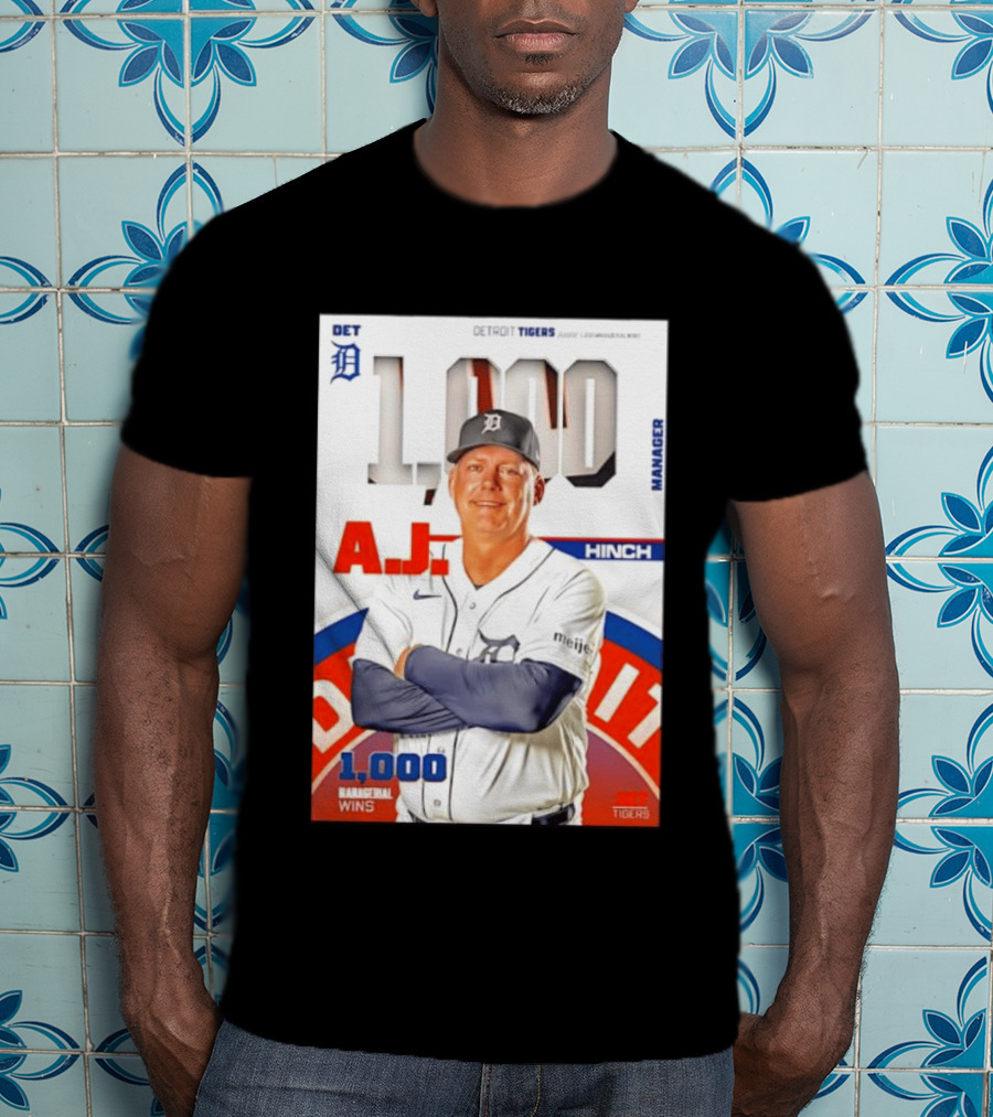 DET Detroit Tigers A.J. Hinch 1000 Managerial Wins T-Shirt