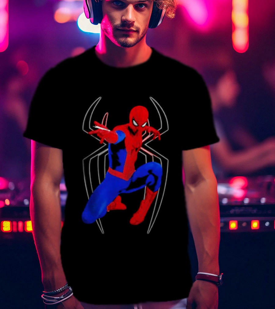 Spider Man Marvel Web Shooting Comic Book Action T-Shirt