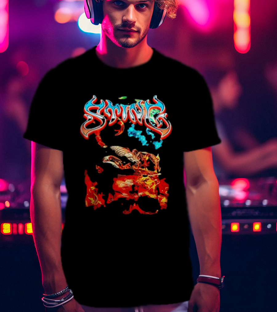 Sting Scorpion Skull Flaming Space T-Shirt