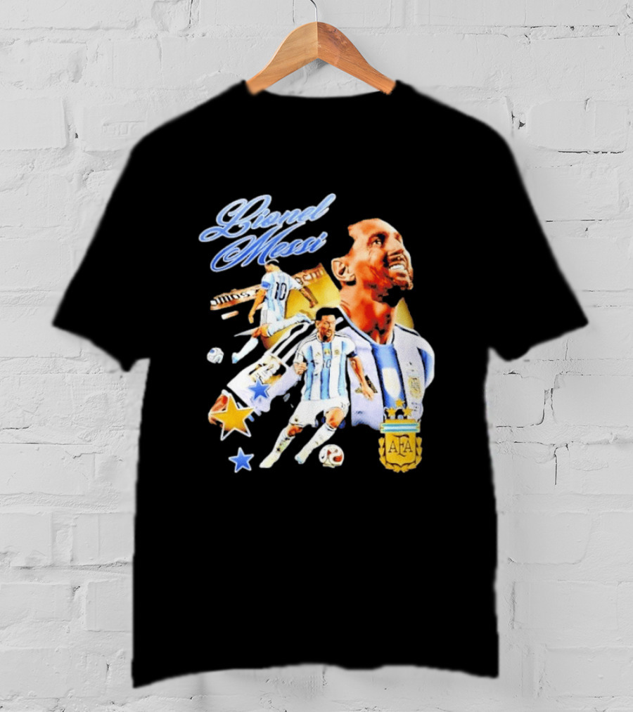 Lionel Messi Argentina National Football Team AFA Striker Soccer Star Blue White Kit T-Shirt