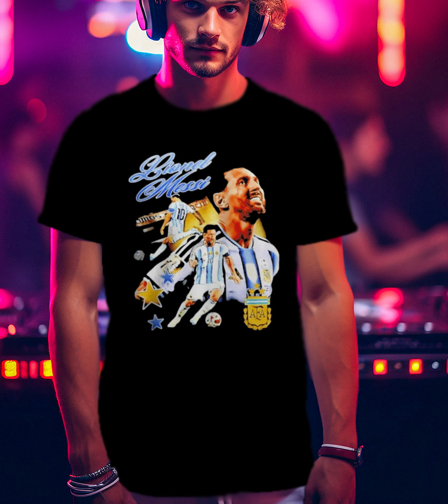 Lionel Messi Argentina National Football Team AFA Striker Soccer Star Blue White Kit T-Shirt