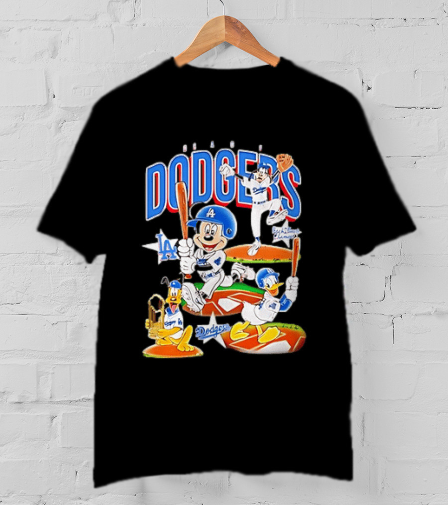 MOONLANDGOODS 2020 Mickey Goofy Pluto Donald Baseball Team Los Angeles Dodgers T-Shirt