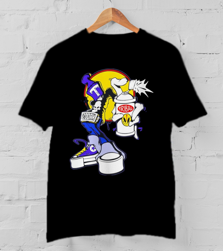 Tribal Zodak Graffiti Urban Streetwear Style Retro Hip Hop T-Shirt