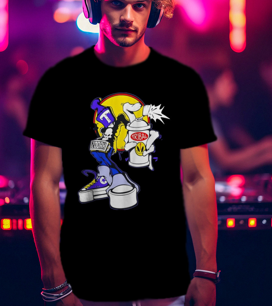 Tribal Zodak Graffiti Urban Streetwear Style Retro Hip Hop T-Shirt