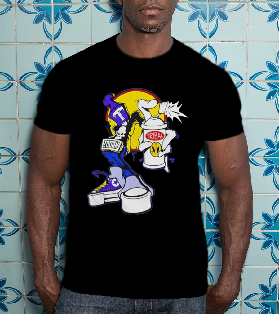 Tribal Zodak Graffiti Urban Streetwear Style Retro Hip Hop T-Shirt