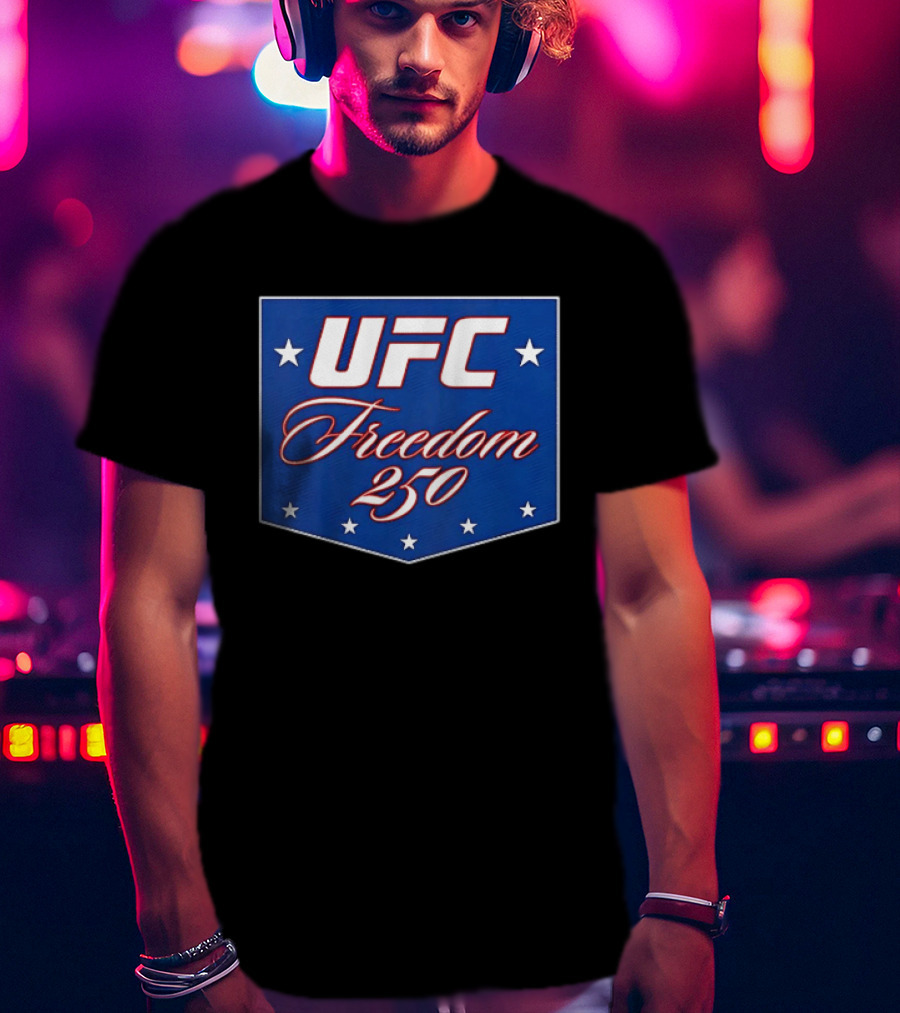 UFC Freedom 250 Stars And Script On Blue T-Shirt