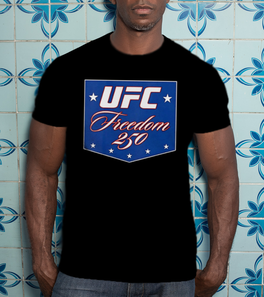 UFC Freedom 250 Stars And Script On Blue T-Shirt